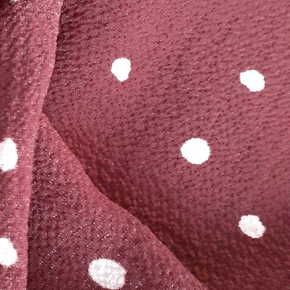 Burgundy with White Polka Dot Off-the-shoulder Top - Picture 3 of 3